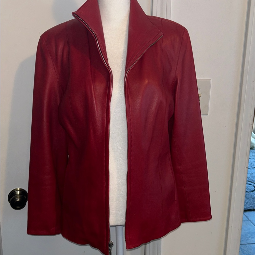 Cole Haan Red Leather Jacket - Picture 5 of 13